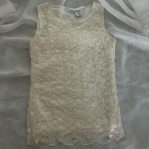 Cream Lace Sleeveless Top